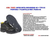 Sifer-safety bota seguridad 46 tyr s3 puntera+plant pu604-46