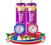 Pack 2 botellas gas ralerfresh rs sustituto de r410, r32, r407 y r22 mas llave, manómetro