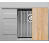 Primagran fregadero cocina gris 62x50cm, fregadero granito 1 seno + sifón + accesorios, fregadero sobre encimera al mueble 45cm - sydney