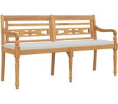 Banco de jardín muebles de terraza exterior con cojín 150 x 51,5 x 84 cm madera maciza de teca 02_0011035