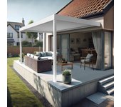 Kokoon 3 - pérgola bioclimática perpendicular adosada (blanco - 4,09m x 4,50m)