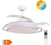 Ventilador de techo con luz de aspas retráctiles ø107cm blanco motor dc
