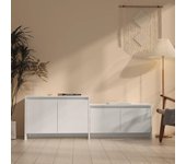 Mueble de tv aglomerado blanco brillante 146,5x35x50 cm