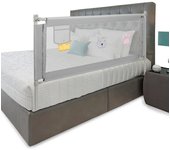 Barandilla de seguridad portátil para cuna de bebé/niño, altura ajustable de 200 cm, elevación vertical, cierre de seguridad, color gris