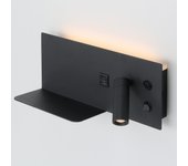 Aplique de pared 7w + foco orientable 3w, con puerto usb y type c, interruptores, luz 2700k, foco derecho metal negro