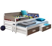 Cama henderson 122, individual con una cama supletoria-nido, marrón, 90x190, 90x200, madera, somieres, 97x208x79cm
