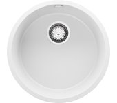 Primagran fregadero bajo encimera blanco 46x46cm, fregadero cocina 1 seno + sifón, fregadero granito al mueble 50cm - la valeta