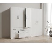 Armario 5 puertas y 6 cajones - l228 cm - blanco - belomy