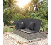 Maison exclusive - tumbona doble convertible y cojines ratán sintético gris oscuro