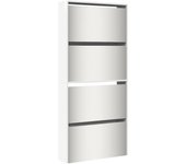 Zapatero zapatero mueble de almacenamiento entrada pasillo salón espejo 4 niveles x blanco brillante 02_0021886