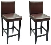 Juego de dos taburetes de bar de diseño silla asiento de piel sintética marrón 1202096