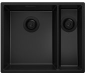 Primagran fregadero bajo encimera todo negro 56x47cm, fregadero cocina 1,5 senos + sifón, fregadero granito al mueble 60cm - london duo