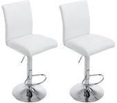 Juego de 2 taburetes de bar con reposapiés de diseño moderno sintético blanco 10_0000267