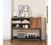 Aparador buffet mesa consola estantes vinos almacenamiento marco metal marrón