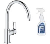 Grifo de cocina monomando grohe bauloop con caño alto + producto de mantenimiento
