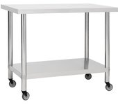 Mesa de trabajo de cocina con ruedas 100 x 30 x 85 cm acero inoxidable 02_0001910