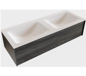 Mondiaz lush 120cm mueble de baño color antracite con 1 cajón. con lavabo cloud doble 2 orificios color talc