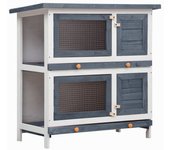 Vidaxl jaula conejera con 4 puertas madera gris
