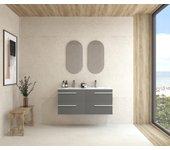 Mapau pack mueble de baño con lavabo doble y espejo cápsula doble curie dos cajones gris macadam 120cm