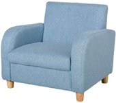 Sillón infantil homcom poliéster, madera y espuma azul 49x45x44 cm