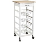 Carro de cocina de madera de pino y dm blanco