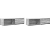 Muebles de tv 2 uds madera ingeniería gris sonoma 100x31x25,5cm v4023 unico / gris