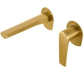 Mice - grifo monomando empotrado para lavabo hecho de latón - monomando para lavamanos - grifor empotrados de baño color oro cepillado
