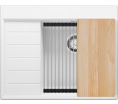 Primagran fregadero cocina blanco 62x50cm, fregadero granito 1 seno + sifón + accesorios, fregadero sobre encimera al mueble 45cm - sydney