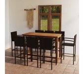 Vidaxl conjunto de bar de jardín de 9 piezas marrón