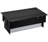 Kit dentro de la mesa personalizable con tapa y cepillo, cargador 2xusb, 2 schukos y 1 elemento vacío negro