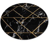 Alfombra emerald exclusivo 2000 circulo - glamour, elegante mármol, geométrico negro / oro circulo 200 cm