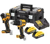 Kit de 2 herramientas dewalt 2 baterías 18v 5ah powerstack taladro de percusión dcd805 + atornillador de percusión dcf850 - dck2050h2t-qw