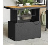 Vidaxl mesa de jardín madera de acacia y ratán pe negro 90x55x71 cm