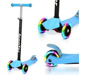 Scooter infantil con 3 ruedas iluminadas led, altura ajustable, regalo para niños, color azul