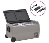 Vidaxl nevera con ruedas y adaptador pp y pe negro y gris 60 l