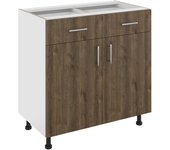 Mueble bajo haaus karo, 2 cajones, 2 puertas, roble bronce/blanco, 80 x 50 x 80 cm