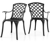 Juego de 2 sillas de jardín de aluminio resistente con reposabrazos, sillones de jardín, (2 x 60 x 59 x 93,5 cm - wave, negro)