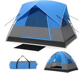 Tienda de campaña para 3 personas, con ventanas de malla, alfombra de suelo extraíble, doble techo, bolsa de transporte, ultraligera, 200x146x130 cm