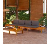 Pack de 2 bancos de jardín vidaxl 4 personas con cojines gris oscuro