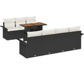 Vidaxl juego de sofá de jardín de 8 piezas con cojines rattan poliratán negro, vidaxl sofá de jardín de 2 plazas con almacenamiento y cojines rattan p