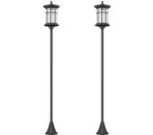 Farolas solares exterior outsunny acero inoxidable, abs negro 23.5x23.5x184 cm b30-054v01bk