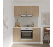 Set cocina haaus karo v5, madera natural/blanco, encimera thermo 28 mm, l 140 cm