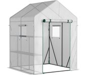 Invernadero de jardín outsunny pe y acero blanco 143x143x195 cm 845-620