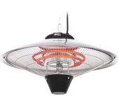 Calefactor de techo para terraza exterior estufa halógena, ip24 mando a distancia temporizador, gerlach, negro/plata, 2100, gl 7735