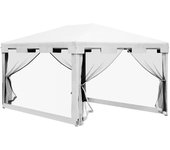 Carpa de jardín outsunny metal, pe blanco 395x295x255 cm