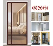 Puerta mosquitera magnética con apertura lateral - cierre magnético, antiinsectos, manos libres, cortinas para puerta, marrón, 95 x 210 cm