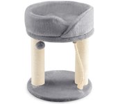 Árbol de gato de peluche acogedor de escalada con 3 postes de sisal, plataforma de salto, bola colgante y cuerda de sisal incluidas, gris, 53 cm