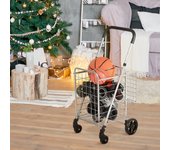 Carro de compras plegable portátil doble cesta ligero plata 43x52x95 cm