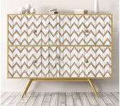 Adhesivo para muebles, armarios, pared, cocina, baños - imitación madera - blanco y madera b 65x100 cm