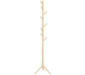 Perchero de pie homcom madera de pino madera natural 40x40x165 cm